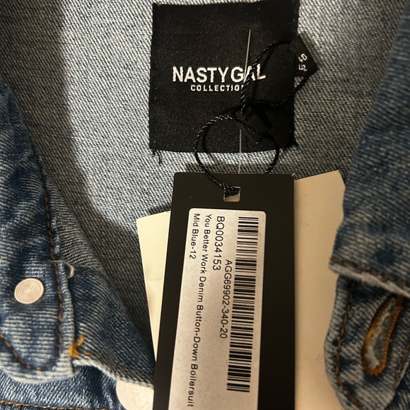 Nasty Gal Collection You Better Work denim Boiler suit size 8 NWT - Picture 2 of 4